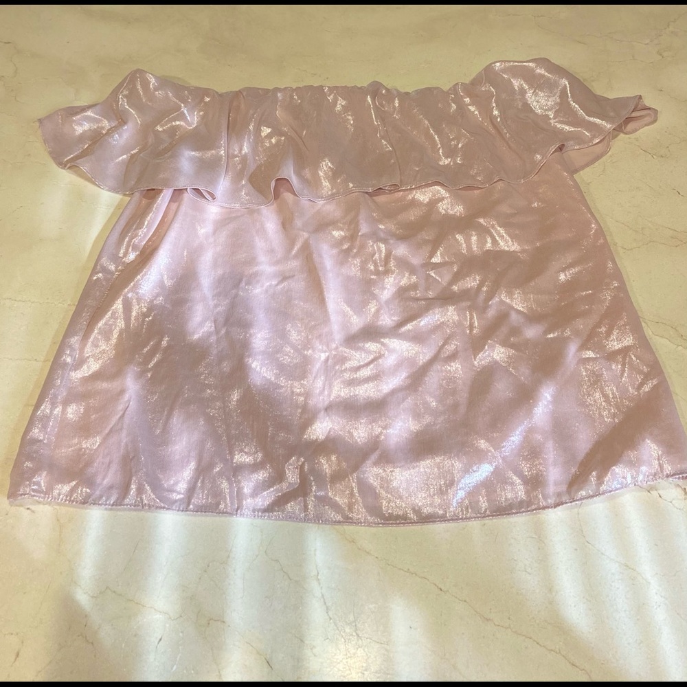 NWT Scripted light pink off the shoulder blouse